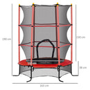 Trampolino Elastico per Bambini da 3 Anni Ø160 cm con Rete di Protezione Rosso e Nero 