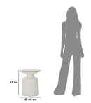 Tavolinetto White Fush Ø40x47 cm in Ferro e Ceramica Bianco      