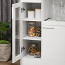 Credenza Moderna 60x40x95 cm Salvaspazio in Legno e Vetro Bianco