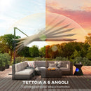 Ombrellone da Giardino 286x286x251 cm Decentrato con Base a Croce e Copertura in Alluminio Cachi      
