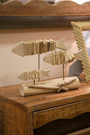 Decorazione Pesci Nature 37x10x24 cm in Tanoak      