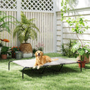 Lettino Brandina per Cani Grandi 152x94x23 cm Rialzato da Esterno in Acciaio e Rete Traspirante Beige      