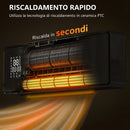 Stufa Ceramica 2000W a Parete con 3 Modalità Temperatura Regolabile Timer Telecomando Blocco Bambini Nero      