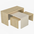 Set 3 Pezzi Tavolini da Caffè per Salotto Design Rettangolare Moderno Sovrapponibile Legno Quercia      