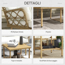 Set 3 Pezzi da Giardino con Chaise Longue Divanetto Cuscini e Tavolino in Rattan e Acciaio Bianco Crema e Legno      