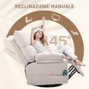Poltrona Reclinabile Massaggio e Riscaldamento con 5 Programmi e 8 Punti Vibranti Imbottitura a Molle Beige      