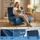 Poltrona Letto Pieghevole 88x92x88 cm Trasformabile con Schienale Regolabile in Velluto Blu      