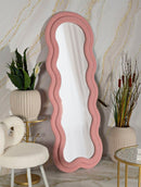 Specchio da Muro Teddy Rosa 60x4x160 cm in MDF e Poliestere e Specchio Rosa      