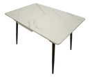 Tavolo da Pranzo Allungabile Matt 120x80x75 cm in Metallo e Ceramica Nero e Bianco      