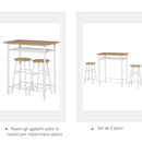 Set Tavolo Alto 80x50x90 cm e 2 Sgabelli Bianco