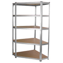 Set 5 Scaffali Senza Bulloni 90 cm 4 Lineari 1 Angolare in Acciaio 