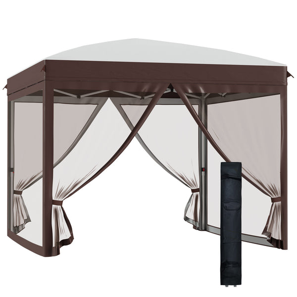Gazebo da Giardino 3x3x2,7m con Zanzariera in Acciaio e Tessuto Oxford Crema e Caffè sconto