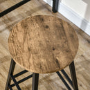 Set 2 Sgabelli Bar e Tavolo Alto in MDF e Acciaio Marrone Rustico e Nero