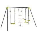 Parco Giochi Altalena Cavalluccio e Scaletta per Bambini in Metallo Verde 