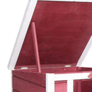 Conigliera 51x42x43 cm con Tetto Apribile in Asfalto Rampa Antiscivolo in Legno Rosso      