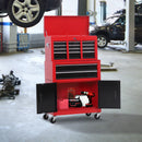 Carrello Porta Attrezzi 2 in 1 con Cassetta Superiore e Armadietto Inferiore 61,6x33x108 cm in Metallo Rosso      