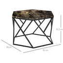 Tavolino da Salotto 81x70x51,2 cm Piano Effetto Marmo in MDF e Acciaio Nero
