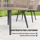 Set 2 Sedie da Giardino 54x65x80 cm con Cuscini e Braccioli in Acciaio e Rattan PE Grigio Scuro      