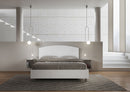 Letto Matrimoniale con Rete e Contenitore Alzata Comoda Struttura Bianco Frassico e Testata in Similpelle Antilia Bianco Varie Misure