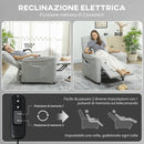 Poltrona Reclinabile con Riscaldamento 8 Punti Massaggio e 5 Modalità 88x93x102 cm in Tessuto Ciniglia Grigio Chiaro   