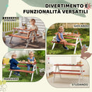 Set Tavolo da Picnic per Bambini 3-8 Anni 89x79x50 cm con Panche in Legno Marrone      