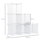 Scarpiera Modulare 94,5x32x162 cm 6 Cubi in Plastica e Acciaio Trasparente