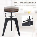 Sgabello da Bar Alto Regolabile in Altezza in Metallo e Legno Nero