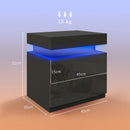 Comodino 45x35x52 cm Illuminazione LED a 16 Colori e 4 Modalità con 2 Cassetti in Legno Nero      