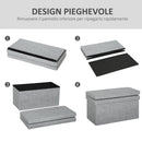 Panca Contenitore 76x50x73 cm con Schienale e Vano da 77L Rivestimento in Tessuto Grigio      