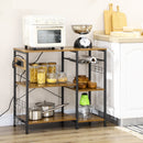 Mobile da Cucina 90x40x83 cm con Presa di Corrente e USB in Acciaio e Truciolato Marrone