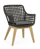 Set 2 Sedie 46x46x82h cm con Braccioli e Cuscini Madison Nera