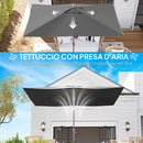 Telo di Ricambio per Ombrellone Rettangolare 3x2 m a 6 Stecche Poliestere Anti UV 50+ Grigio   