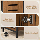 Mobile da Bagno a Colonna 37x30x167 cm Salvaspazio con Ante Soft Close a Persiana 3 Ripiani Aperti Struttura in Acciaio Marrone Rustico      