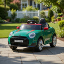 Macchina Elettrica per Bambini Licenza Ufficiale Mini Cooper S Cabrio 12V Sedili in Pelle e Telecomando Verde