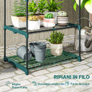 Portapiante a 4 Livelli Aperti 67x49x105 cm in Acciaio e Plastica Verde Scuro      