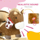 Cavallo a Dondolo per Bambini in Legno e Peluche Cavallino Marrone