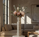 Vaso Resina Nairobi Ø15,5x65 cm in Resina Bianco e Nero      