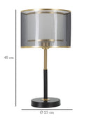 Lampada da Tavolo Levels Ø25x48 cm in Ferro e Tessuto Nero e Oro      