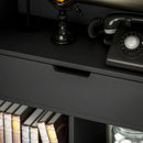 Libreria Moderna 60x26x158 cm con Cassetto Centrale e Kit Antiribaltamento in Legno Nero      