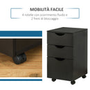 Cassettiera Portadocumenti da Ufficio 34x40x60,5 cm 3 Cassetti  Nera