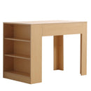 Scrivania da Ufficio Multifunzionale con 3 Ripiani in Legno Naturale 100x60x75 cm 