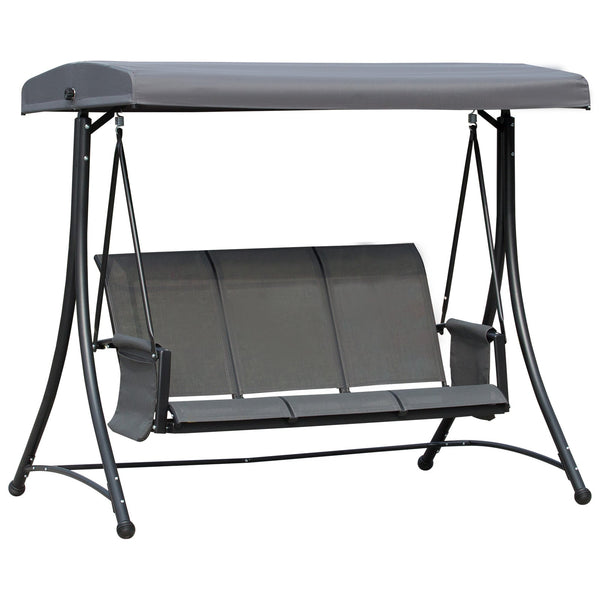 sconto Dondolo 3 Posti da Giardino 196x128x172 cm in Metallo e Textilene Grigio Scuro