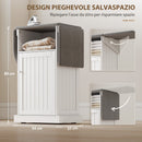 Mobile Asse da Stiro Pieghevole 121x37x89 cm a Rotelle con Ripiano Aperto e Armadietto in MDF Bianco e Grigio      