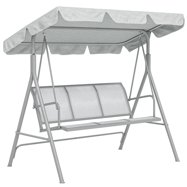 Dondolo da Giardino 3 Posti 171x108x154 cm con Tetto Parasole Rimovibile Grigio Chiaro sconto