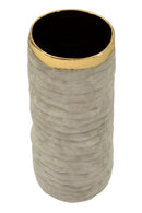 Vaso Lima Open Ø14x31,5 cm in Ceramica Grigio e Oro      