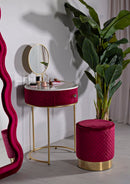 Comodino Toeletta con Puff Vellit Rosso Ø52x70 cm - Ø36x39 cm in Pino e MDF e Metallo      