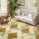 Tappeto Moderno da Soggiorno 230x160 cm Ipoallergenico e Lavabile con Effetto 3D in Polipropilene Giallo  