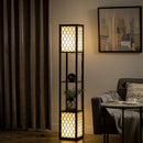 Lampada da Terra a Colonna 26x26x156 cm con 2 Ripiani in MDF e Plastica Nera
