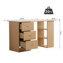 Scrivania da Ufficio con 3 Cassetti e Ripiani in Legno Naturale 120x49x72 cm 