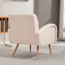 Poltrona per Salotto Moderna 77x77x83 cm con Cuscino Lombare Sfoderabile in Tessuto Teddy Beige   